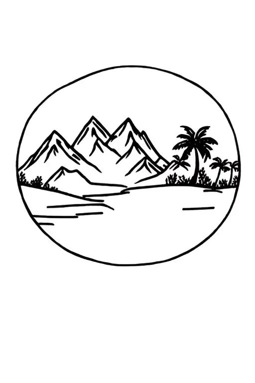 Mountains And Palm Trees Looking Through Lens