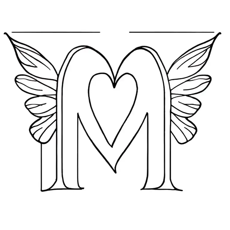 Capital Letter M Letter Butterfly Wings Heart Intertwined