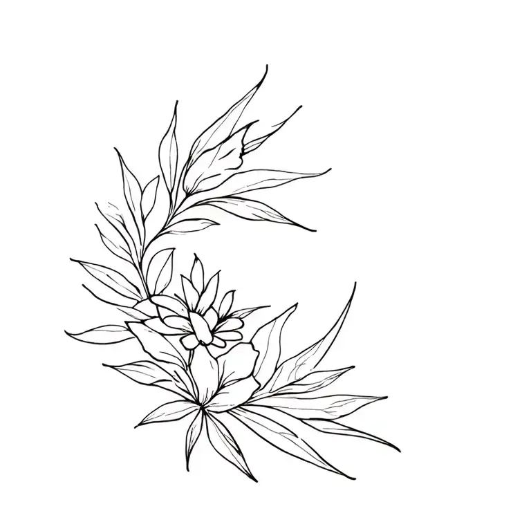 Floral Tropical Leaves And Flowers