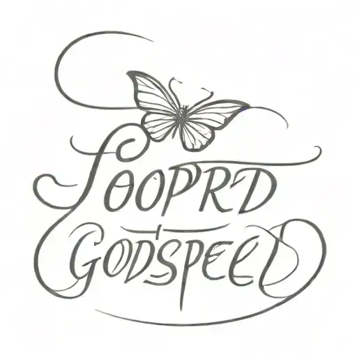 The Word Godspeed Written In Cursive With Butterfly's