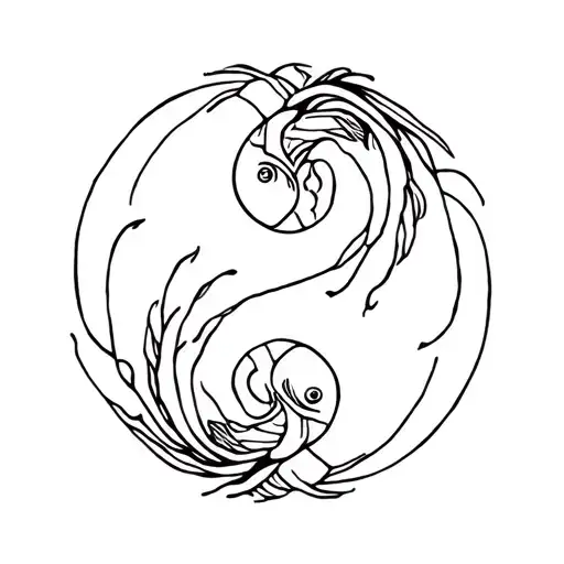 Turtule And Coi Fish Yin Yang