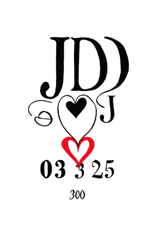 Initials Jd And Sj With Heart To The Center And Date Below 30 03 25