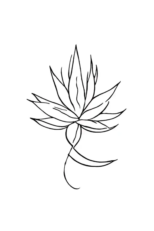 Simple Line Cursive Agave Into A Minimalist Bouque At The Top On My Spine