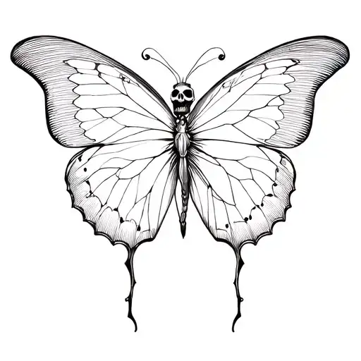 Butterfly With Half Skull And Half Butterfly