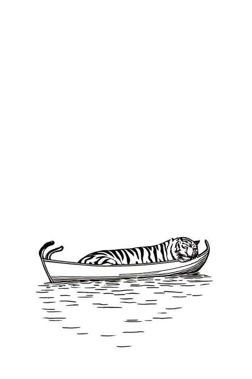 Birdseye View Of A Tiger Sleeping In A Row Boat