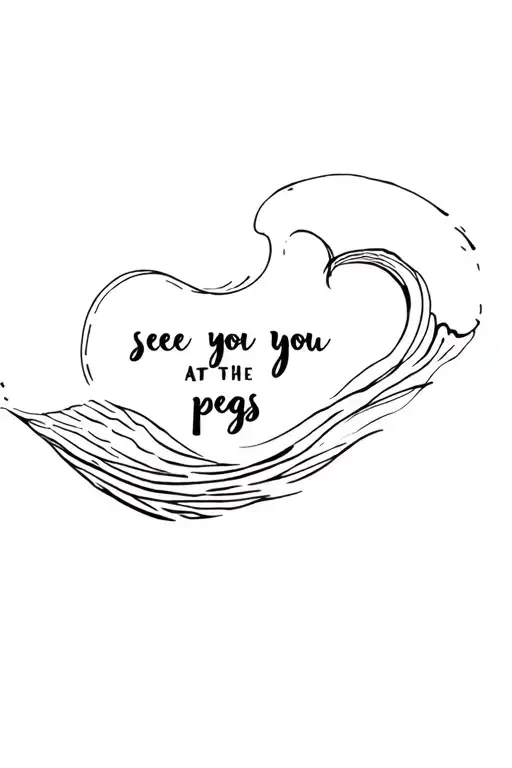 See You At The Pegs Written In The Shape Of A Sea Wave With No Picture Only The Words