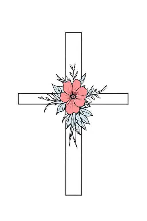 Christain Cross With Flowers