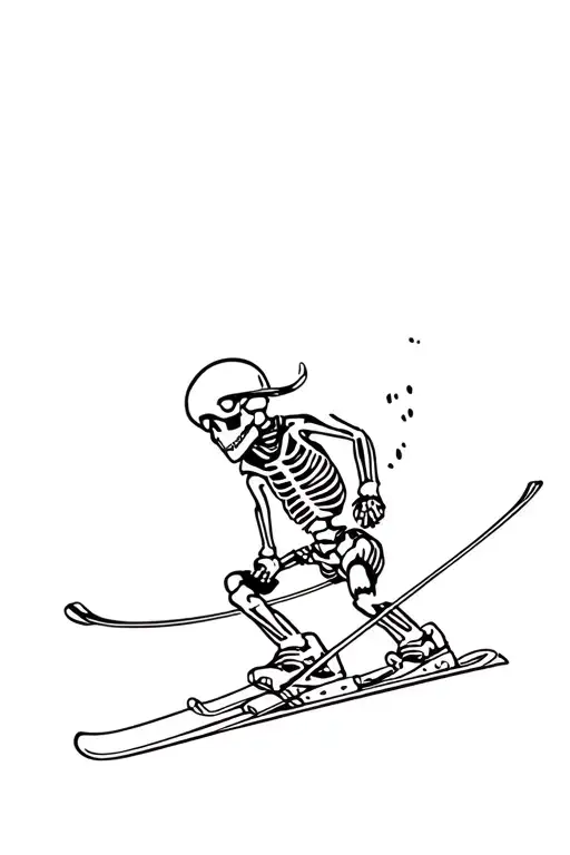 Cartoon Style Skeleton Skiing