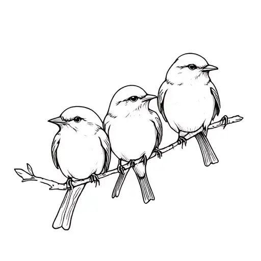 Three Little Birds Perched
