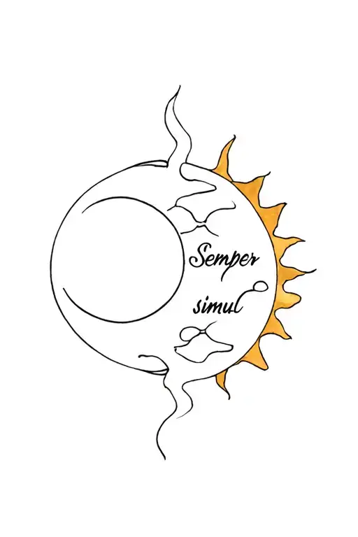 Sun And Moon Spine Tat Saying Semper Simul