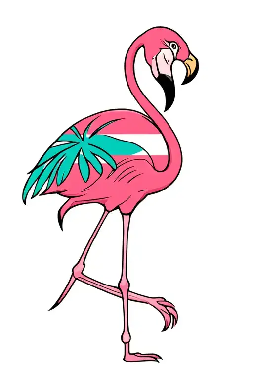Flamingo With Aruba Flag