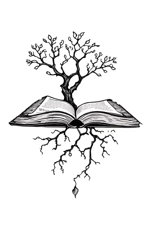 Open Book And Roots Extending From It