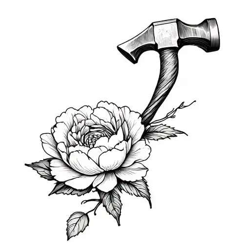 Hammer And Peony Flower Wrapped