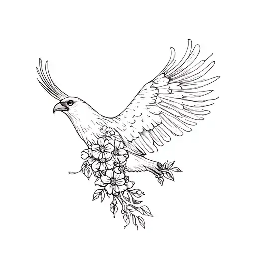 Bearded Vulture Made From Vines And Flowers