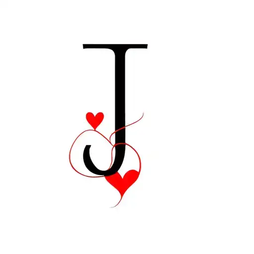 The Letter J With A Red Heart