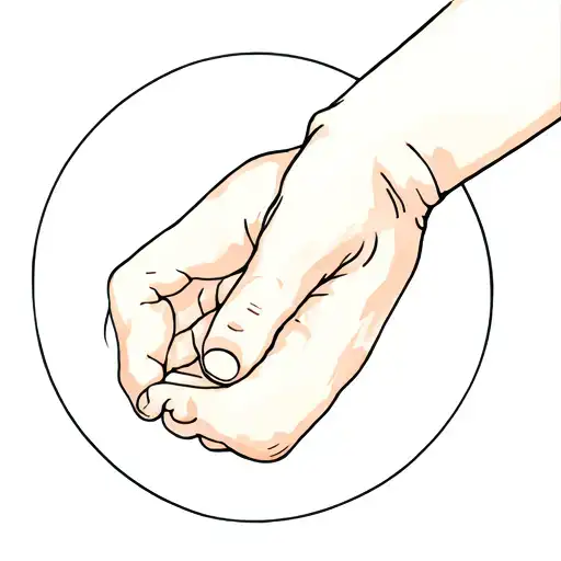 Hand Holing A Baby Foot Single Line