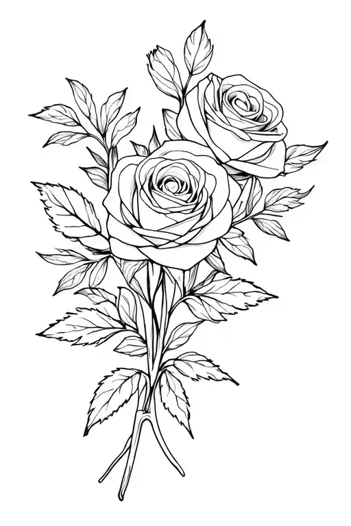 A Bouquet Of Roses And Alstroemerias