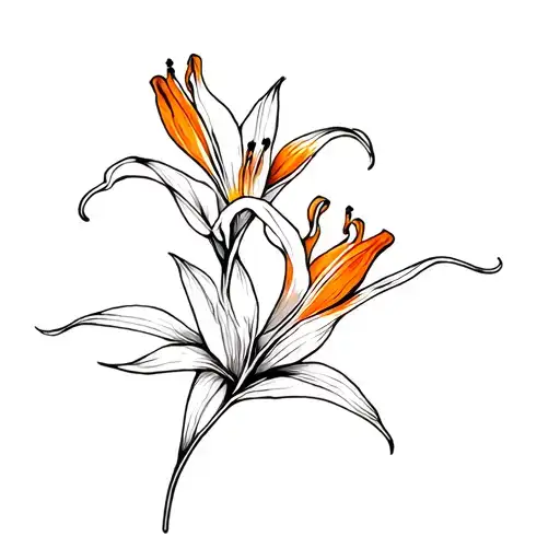 Lilium And Saffron Flower Intertwined