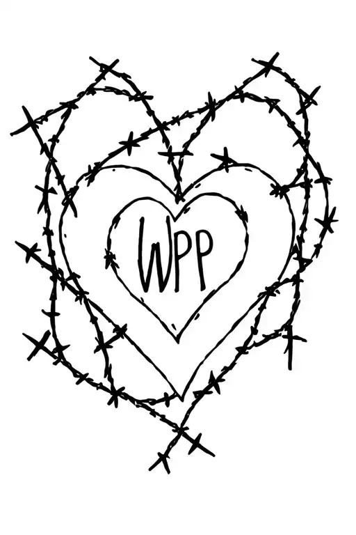 Heart With The Name Wpp Written On A Treadmill Surrounded By Barbed Wire