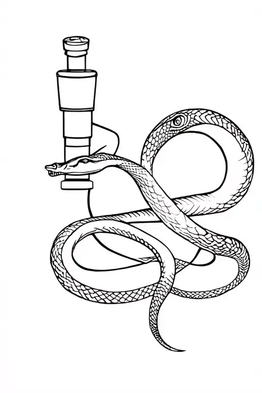 Microscope And Snake Intertwined
