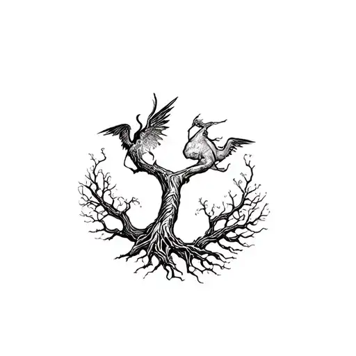 World Tree Good Vs Evil Demons Vs Angels