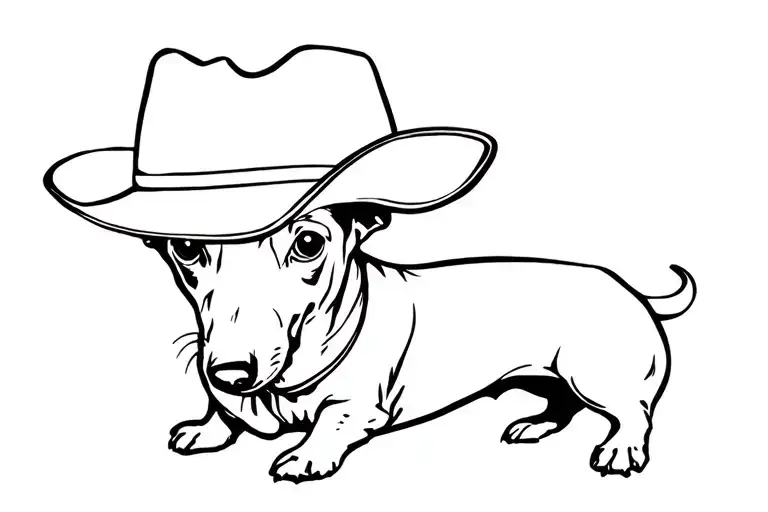 Side Profile Of A Dachshund Wearing Cowboy Hat