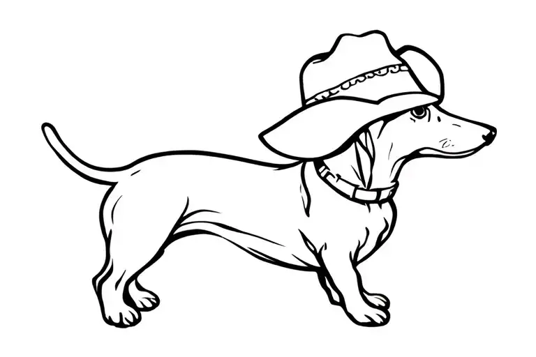 Side Profile Of A Dachshund Wearing Cowboy Hat