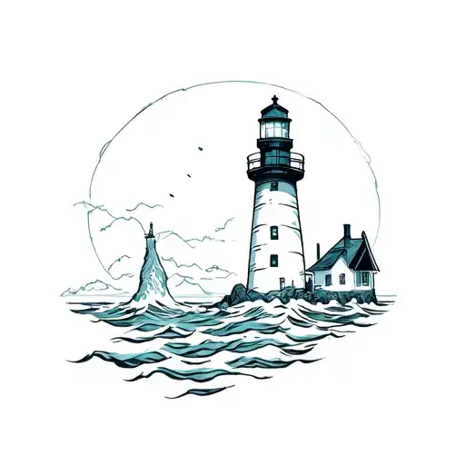 Bioshock Lighthouse Line Drawing Simple Minimalist