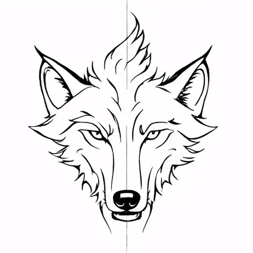 Minimalist Wolf Howling Face