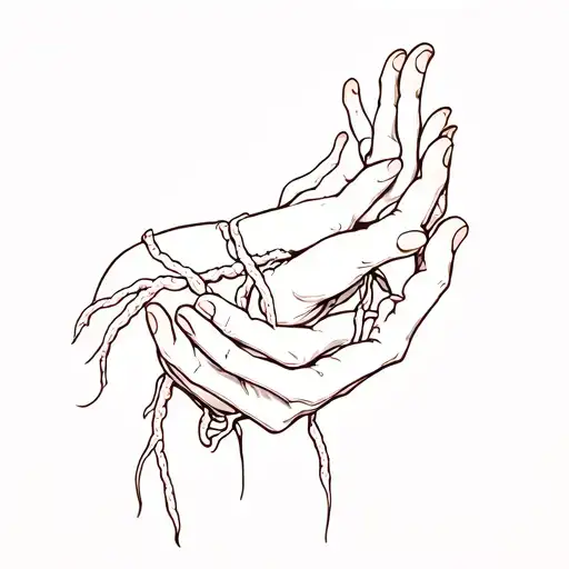 Worms Wrapped Around Decomposing Hands Holding