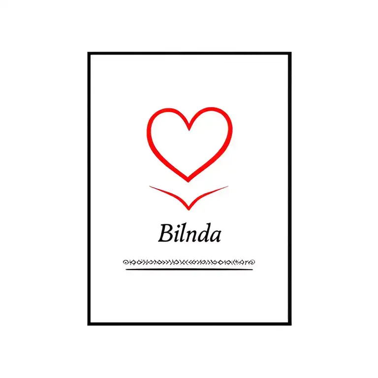 Fineline Tattoo Of The Name Bilinda With A Red Love Heart