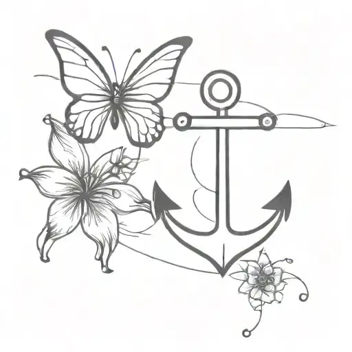 Anchor With One Butterfly