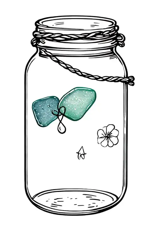 Sea Glass In Jar With Rope