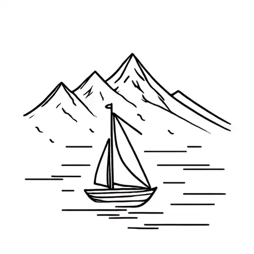 Mountain And Sailboat