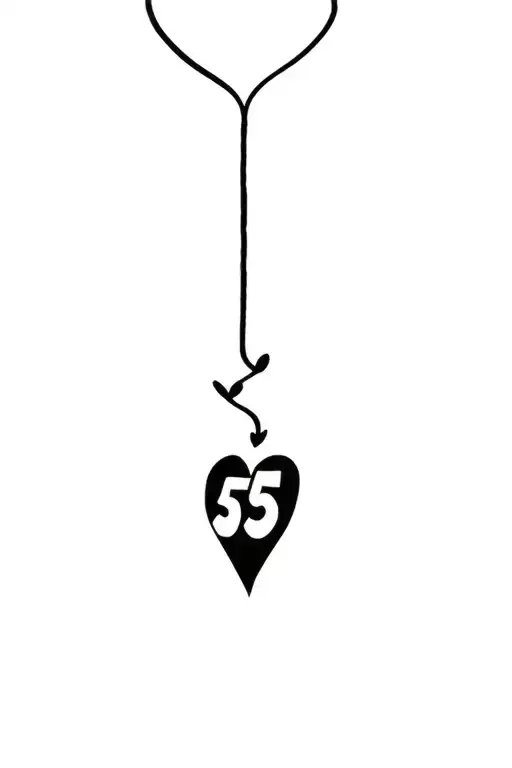 Upside Down Heart With 555 Inside Representing