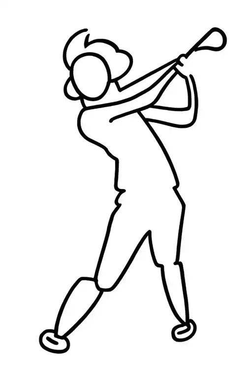 Stick Figure Golfer Swinging Club