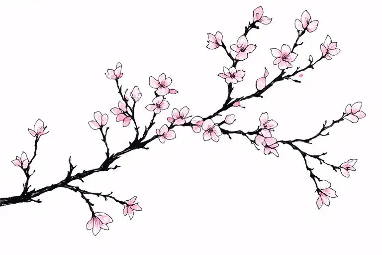 Minimal Single Line Cherry Blossoms Falling