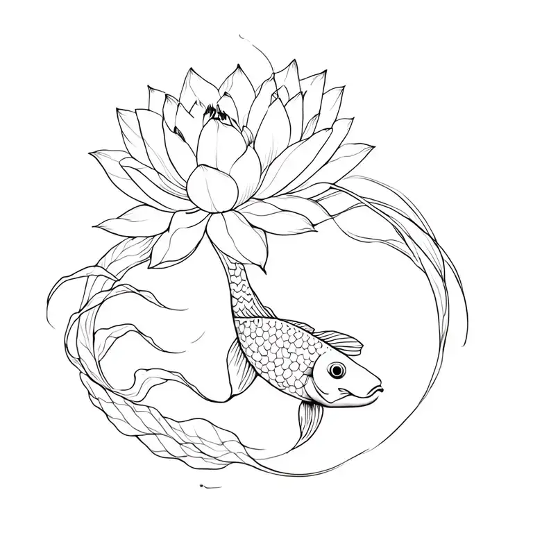 Lotus And Koi Fish Swimming