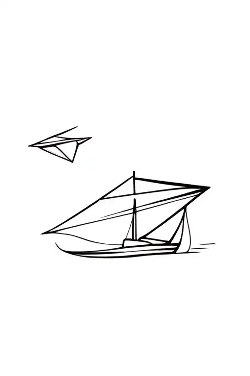Paper Airplane Flying And Boat Sailing