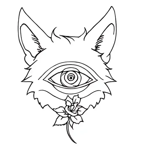 A Wolf With A Rose For An Eye Symbol