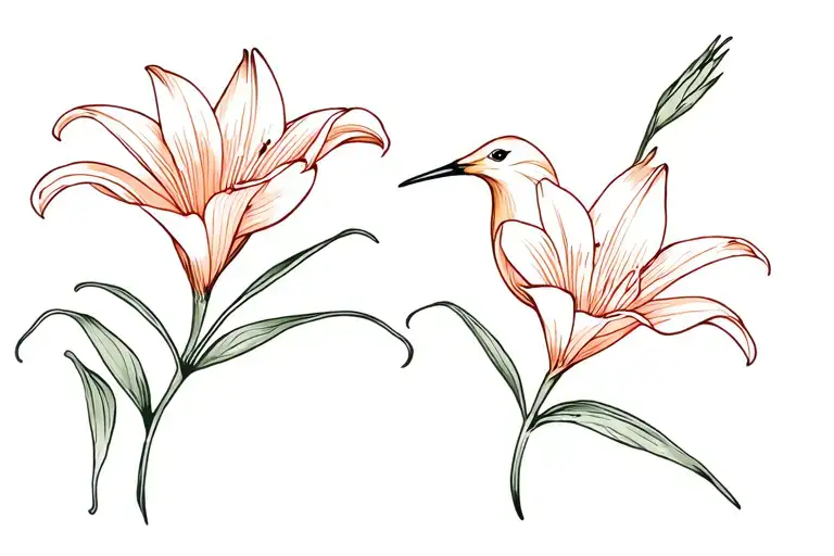 Lily Flower With Bermuda Longtail Bird