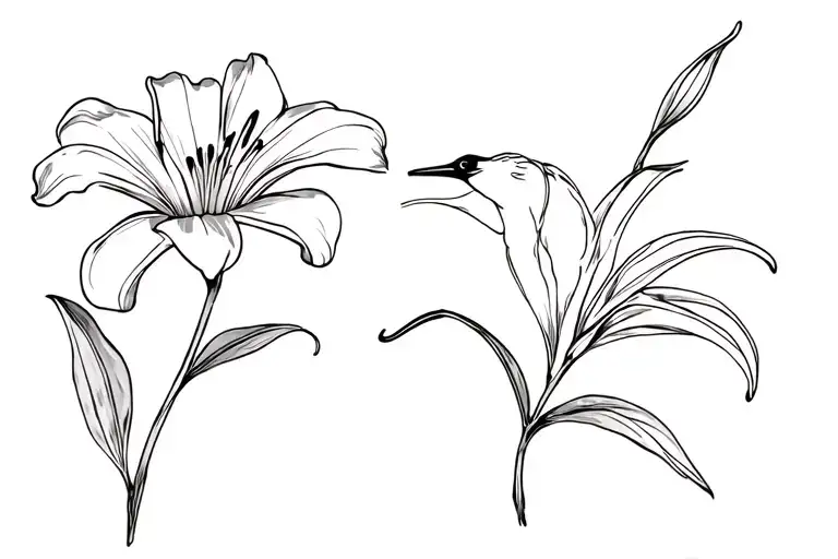 Lily Flower With Bermuda Longtail Bird