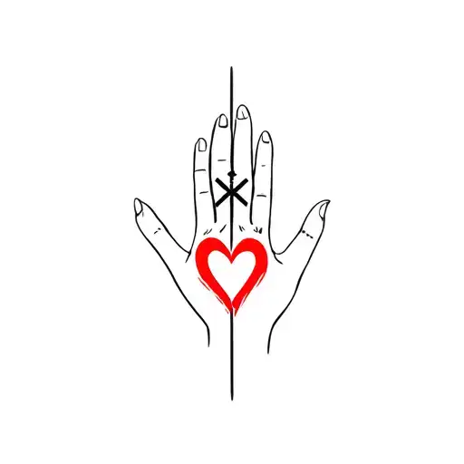 Open Hand With Heart And Cross
