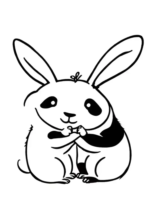 Baby Rabbit And Baby Panda Playing