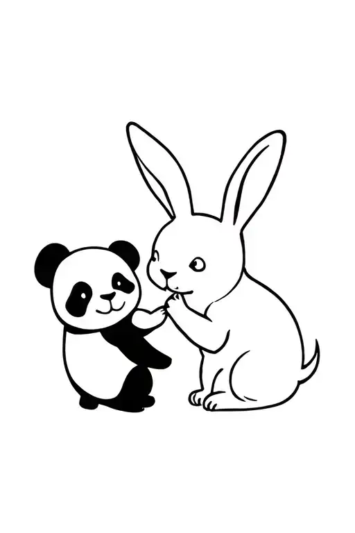 Rabbit And Panda Playing