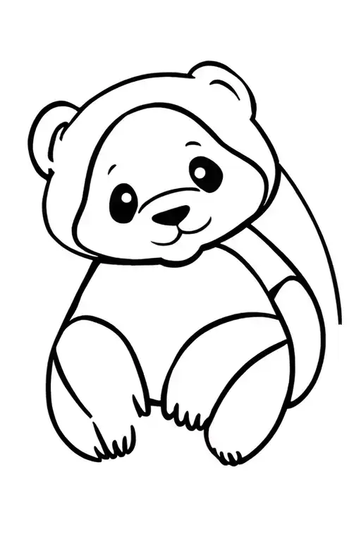 Baby Panda Vector Line Art
