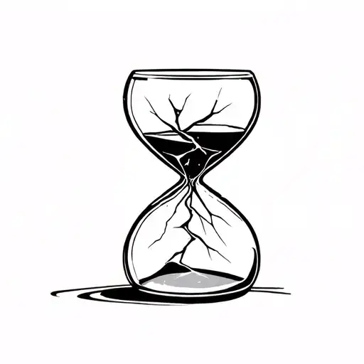 Hour Glass With Cracked Glass Shards