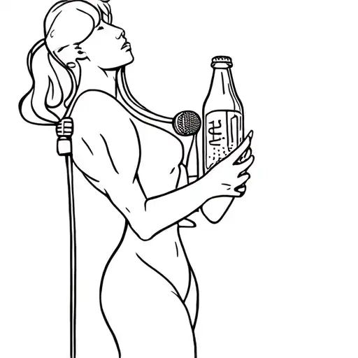 A Androgyn Person Holding A Microphone And A Beer Bottle