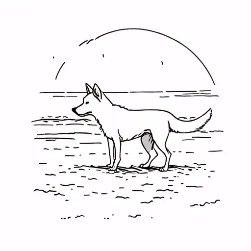 Dingo On The Beach Scene