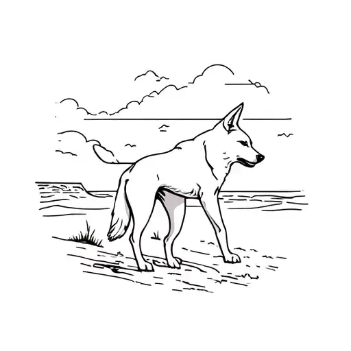 Dingo On The Beach Scene